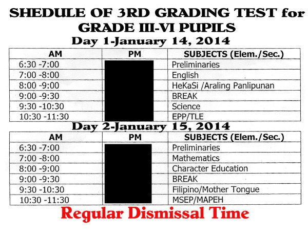 Grade III&II Schedule of Test copy